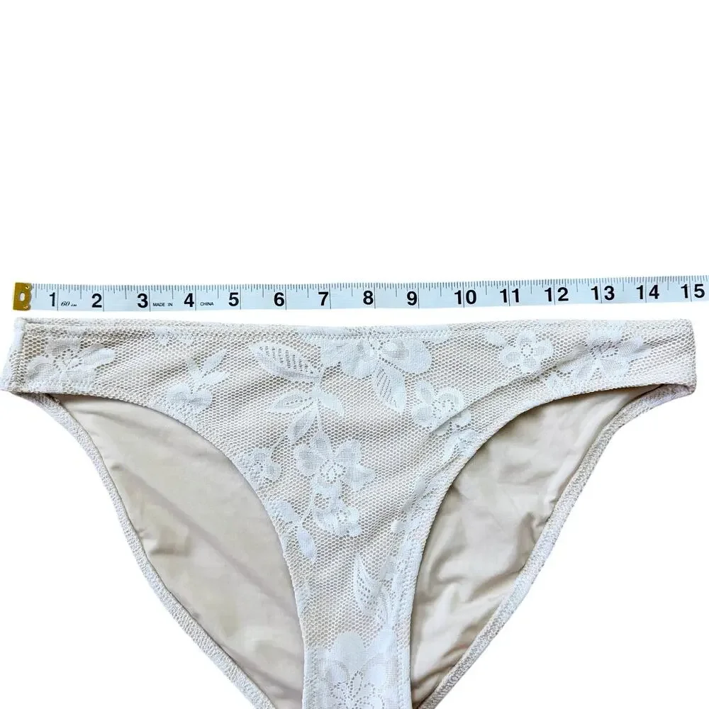 Aerie Floral Ivory Lace Triangle Bikini Set Women’s Size Small